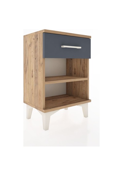 Arges Komodin Tek Raflı Tek Çekmeceli 44x30x64 Çam-antrasit Atlas Çam