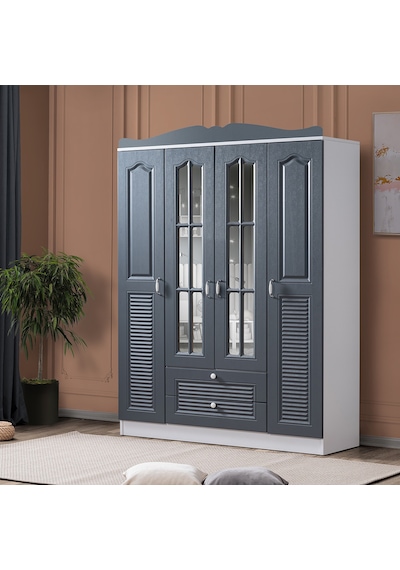 Gardırop, Country Mdf 4 Kapaklı Dolap, Antrasit Diğer