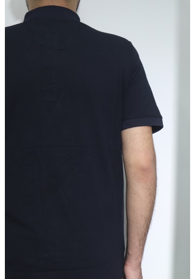 Santa Dmc Tekstil Erkek Cepsiz Desenli Spor Kesim Rahat Kalıp Polo Yaka T-shirt Lacivert