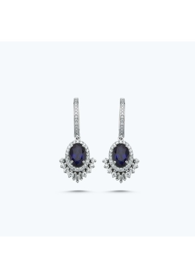 Altınbaş Pırlanta Safir Oval Küpe Meh059s-14k Beyaz