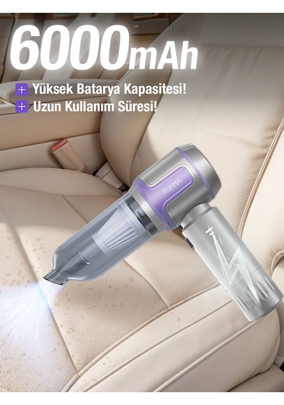 Ahv-09 Kablosuz Taşınabilir Araç İçi El Süpürgesi 20000pa Güçlü Vakum 4 Ü 1 Arada Çok Amaç