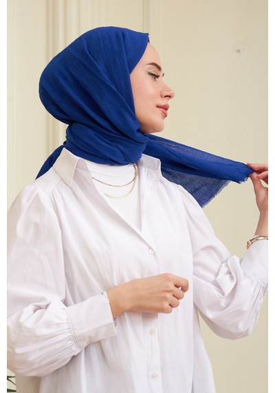 Bambu Şal Tesettür, Pamuklu, Hafif, Rahat, Şık, Yüksek Kalite, Hijab, Shawl, Original, Lux Saks Mavi