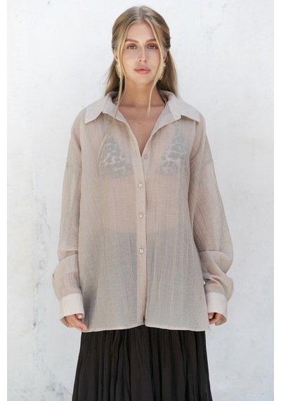 Mai Collection Mai Studios Co. Syaritta Oversize Vizon Transparan Gömlek VİZON
