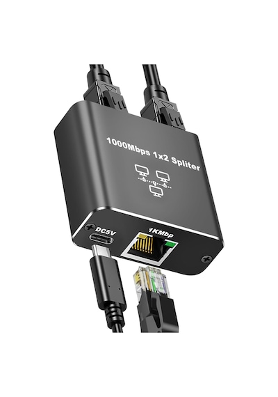 Gigabit Ethernet Anahtarı 2 Bağlantı Noktalı 1000mbps, Rj45 Çoğaltıcı Ethernet Splitter