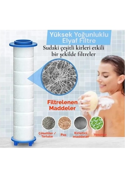5 Fonksiyonlu Arıtmalı Duş Başlığı Seti - 5 Adet Yedek Filtre Kartuşlu Kireç Ve Tortu Önleyici Spa Duş Seti Füme - Siyah