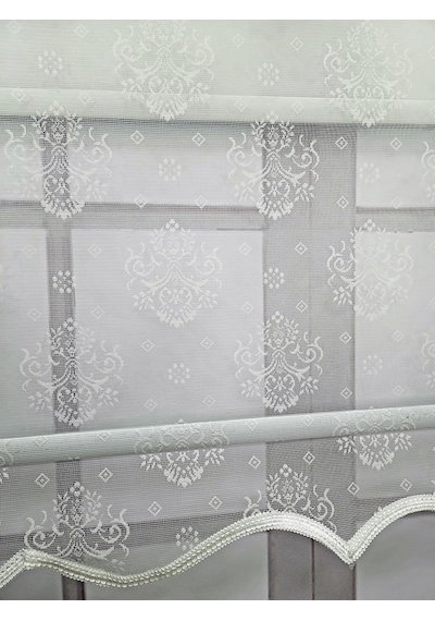 Bbb Damask Desenli Çift Mekanizmalı Tül Stor Perde Mt3049