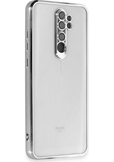Newface - 165 - Xiaomi Redmi Note 8 Pro Kılıf Razer Lensli Silikon - Novapazr - - Gümüş