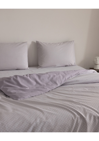 Madame Coco Brunelle Çift Kişilik Pamuklu Baskılı Çarşaflı Nevresim Takımı - Lila 8684427333235 Çok Renkli