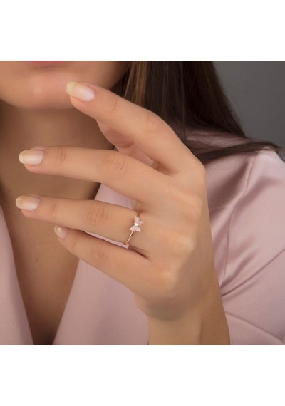 Rose Altın Kelebek Yüzük Sedefli 14K 377236834