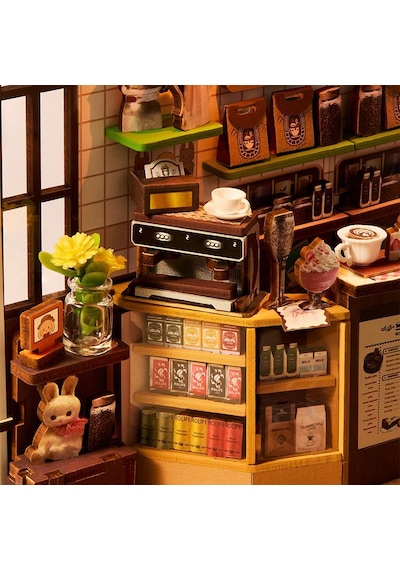 Rolife Tgb15 Holiday Cafe Kitap Köşesi Book Nook Dıy Minyatür Maket Model Seti Mini Dollhouse 3d Model Kit Detaylı Dekoratif Hobi Seti 3d Puzzle Tiny House