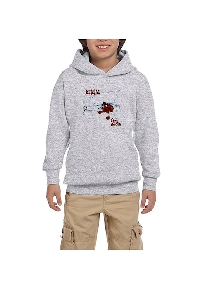 Zepplin Giyim Deicide Once Upon the Cross Gri Çocuk Kapşonlu Sweatshirt Gri