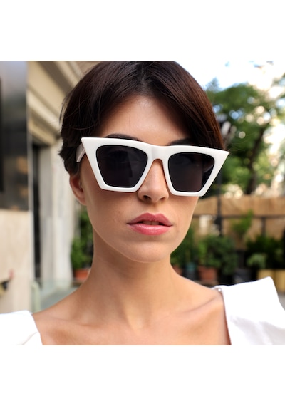 Cat Eye Leopar Kadın Güneş Gözlüğü Beyaz