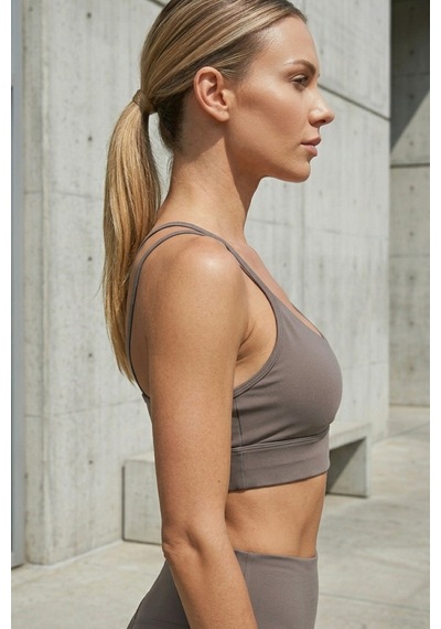 Aura Collections Çapraz İp Askılı Çıkarılabilir Pedli Sporcu Sütyeni Bralette Bej