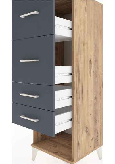 Hyperion Dolap 4 Çekmeceli 44x44x134 Çam-antrasit Atlas Çam