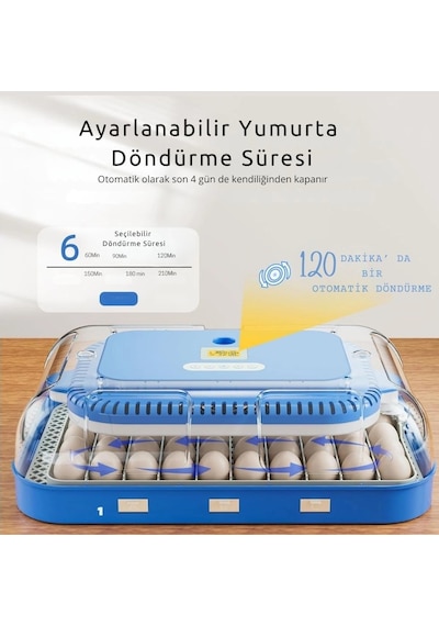 70 Yumurta Kapasiteli Tam Otomatik Kuluçka Makinesi Nem Kontrollü, Kaz Uyumlu, Dijital Sistem
