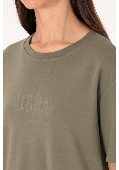 U.S. Polo Assn. Kadın Koyu Haki Bisiklet Yaka Mini Boy Örme Elbise 50306431-VR111