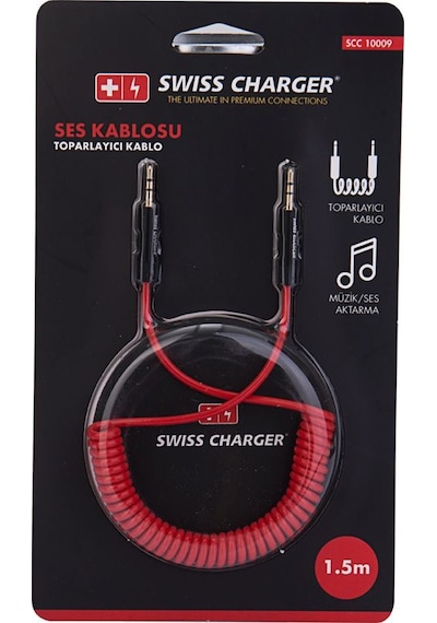 Swiss Charger Spiral Aux Kablosu Scc-10009 1.5M