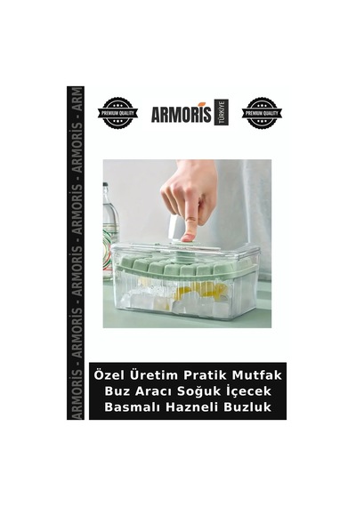 Özel Üretim Pratik Mutfak Buz Aracı Soğuk İçecek Basmalı Hazneli Buzluk Çok Renkli