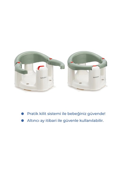 Babyjem Önden Açılır Banyo ve Mama Oturağı + Minderi - 2 ' li Set Soft Yeşil