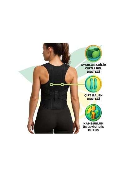 Ayrex Dik Duruş Korsesi Unisex Kamburluk Önleyici, Çift Balenli, Günlük Ve Spor Kullanıma Uygun / Elilom Ceku