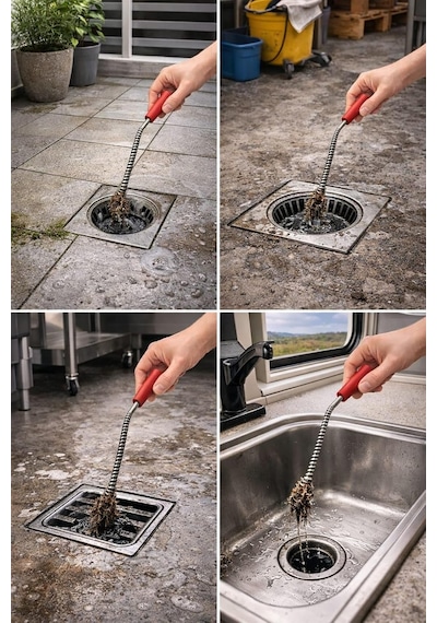 3 Metre Manuel Gider Açma Teli, Lavabo Ve Banyo İçin Uzun Spiral Gider Açıcı, Paslanmaz Çelik T