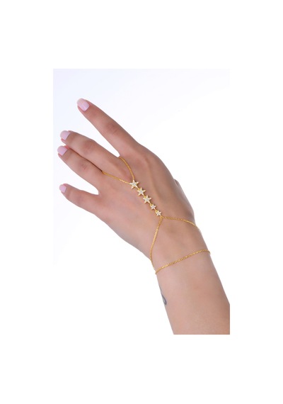 Gümüş Altın Yaldızlı Zirkon Taşlı Kayan Yıldızlar Şahmeren Barcode Beyaz - Rose Gold
