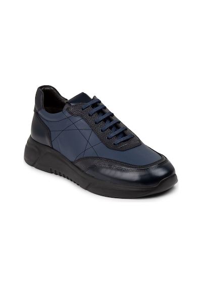Deery Hakiki Deri Lacivert Erkek Sneaker Ayakkabı - 01962Mlcve01 Lacivert