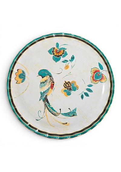 Sudedi Home Hüma Kuşu Desenli Gerçek Altın Yaldızlı Cam Tepsi 31 Cm Hediyeli. Çok Renkli