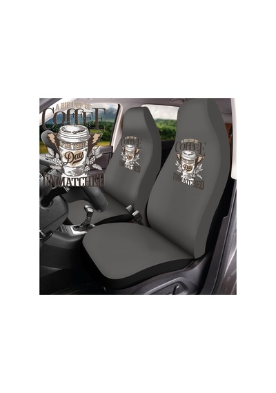 Mirsepet Fiat/tofaş Murat 124 İle Uyumlu Oto Koltuk Kılıfı Gri Penye Kahve Tasarım Logo Dtf Baskı