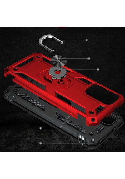 Xiaomi Redmi Note 10 Kılıf Zore Vega Kapak Kırmızı
