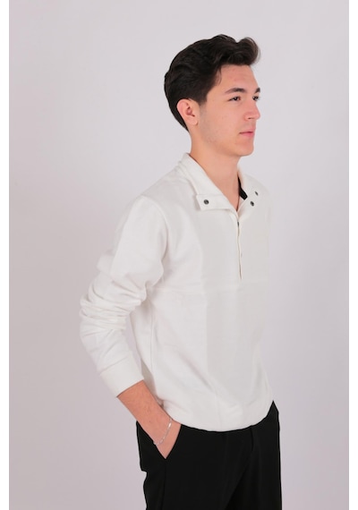 Five Pocket Fp24b2105 Erkek Dik Yaka Çıt Çıtlı Sweatshirt Ekru