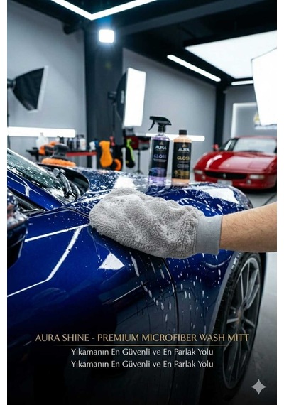 Oto Yıkama Eldiveni Astarlı Araç Temizleme Mikrofiber Araba Cila Eldiveni