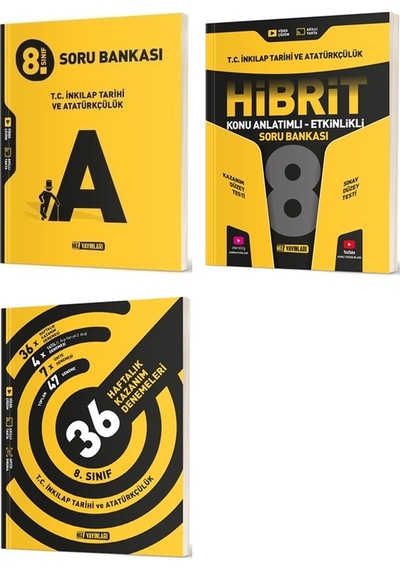 Hız 2025 8. Sınıf İnkılap Tarihi Soru Bankası + Hibrit + 36 Haftalık Deneme Seti 3 Kitap