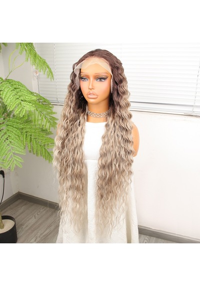 Kumral Beyaz Platin Ombre Ve Röfleli Fiber Sentetik Tül Peruk - Ezjı-740048 Renkli