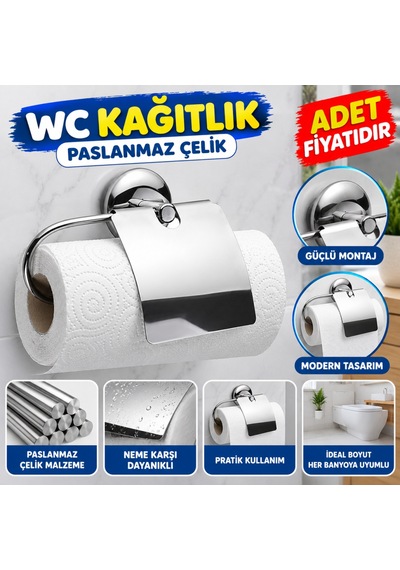 Dekoratif Kapaklı Paslanmaz Kağıt Havluluk Rulo Havlu Tutacağı Adet Fiyatıdır Renkli