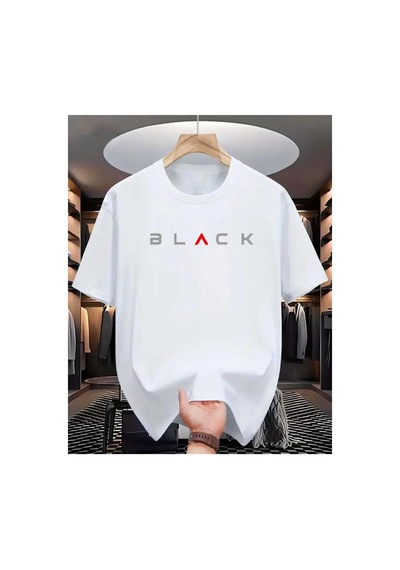 Medinenur Black Yazı Detaylı Basic T-shirt Beyaz