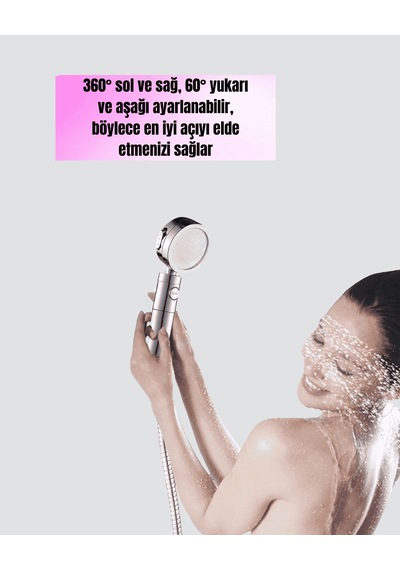 Duş Başlığı 3 Fonksiyonlu Yüksek Basınçlı Çok Renkli