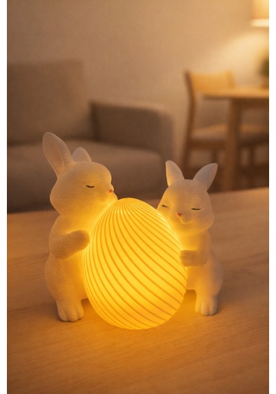 Mini Tavşan Dekor Led Li Plastik
