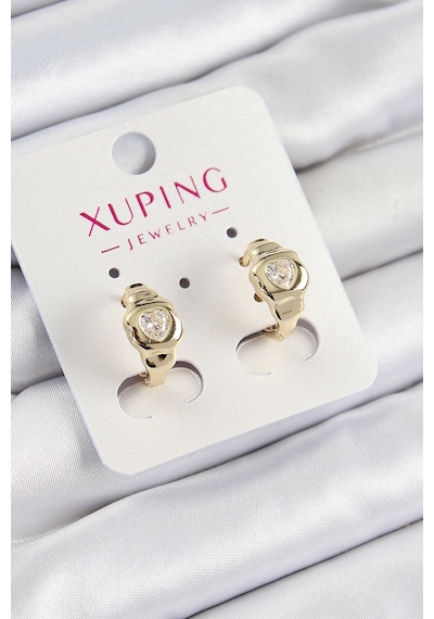 Xuping Zirkon Taşlı Kalp Model Gold Renk Kadın Küpe Altın