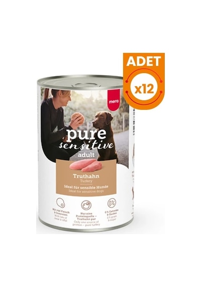 Mera Pure Sensitive Adult Hindili Yetişkin Köpek Konservesi 12 Adet 400 Gr