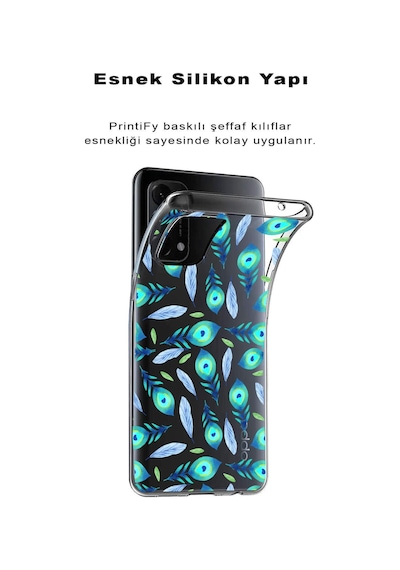 Samsung Galaxy A72 İle Uyumlu 1mm Slim Fit Nazar Boncuğu 3 Baskılı Şeffaf Kılıf