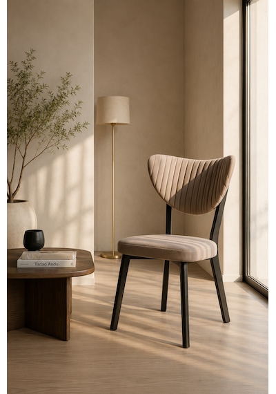 Teknor 4 Adet Elma Sandalye Modern Kadife Kapitone Sırtlı Mutfak Yemek Odası Balkon Kafe Sandalyesi 85 Cm Cappuccino