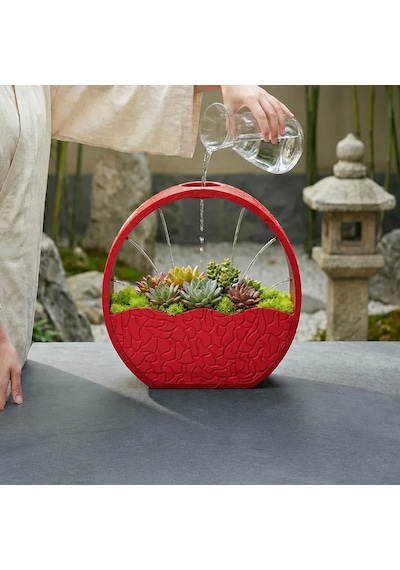 3d Baskı Self-watering Planter - Kendi Kendini Sulayan Saksı-kırmızı Çok Renkli