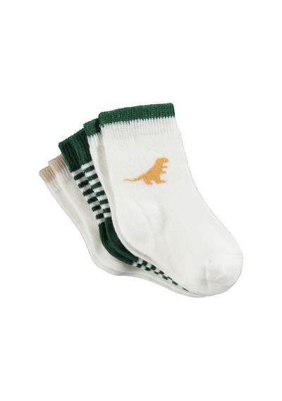 Civil Baby Dino 3'lü 6-18 Ay Bebek Erkek Çorap Set Standart