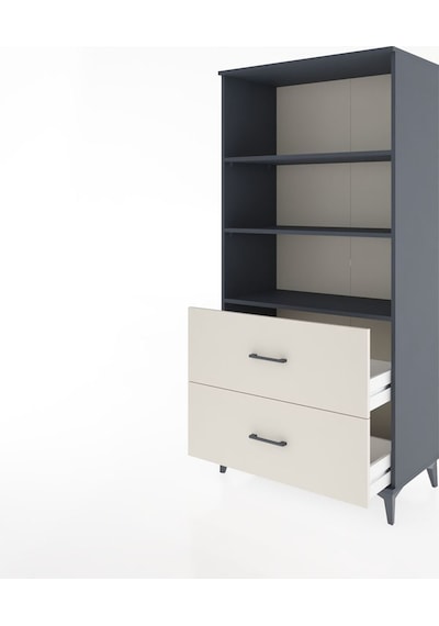Hyperion Dolap 3 Raflı 2 Çekmeceli 88x44x182 Antrasit-aytaşı Antrasit