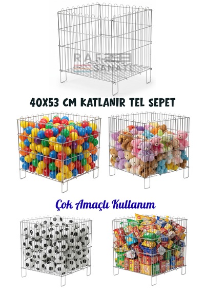 Katlanır Tel Havuz Sepeti 40x53 Cm Market Ve Mağaza Promosyon Sepeti Metal Havuz Sepet