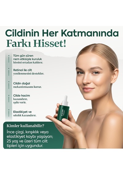 Anti Age Intensive Serum Retinol İçerikli Kırışık Karşıtı Yenileyici Gece Bakımı Cilt Bakım Serumu