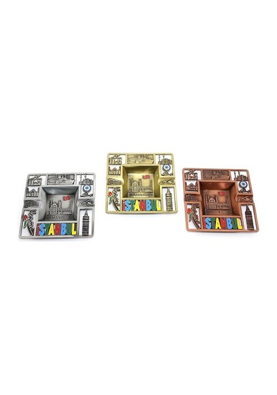 Metal İstanbul Temalı Yöresel Metal Küllük 2alk87 Ahşap