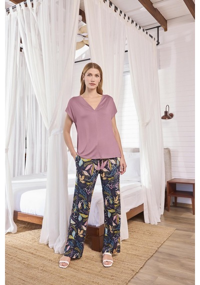 Monamise Kadın Yaprak Desenli Kısa Kollu V Yaka Büyük Beden Pijama Takımı 25119bat. Gül Kurusu Monamise Kadın Yaprak Desenli Kısa Kollu V Yaka Büyük Beden Pijama Takımı 25119bat. Gül Kurusu