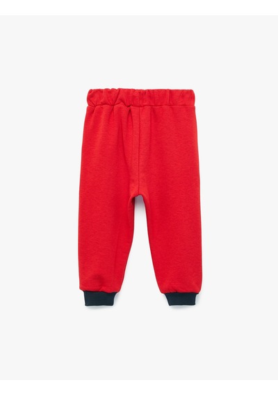 Koton Pamuklu Renk Bloklu Beli Lastikli Jogger Eşofman Altı Kırmızı 7wmb40036tk